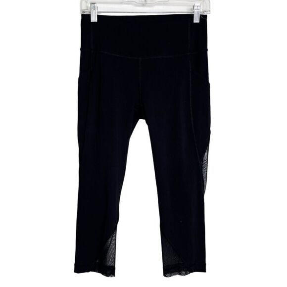 Lululemon Mesh Detailing Cropped Leggings Black Size 6 - Picture 2 of 6